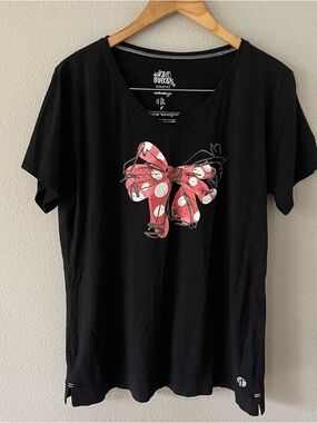 Raw Treads Disney Minnie Mouse Organic Cotton/Bamboo Black/Pink T Shirt Size XL